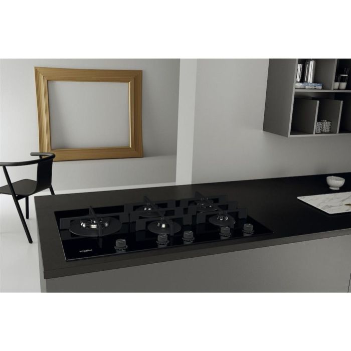 Whirlpool GOWL 758/NB W Collection Hob 5 Burners Gas on Glass 75cm - Black