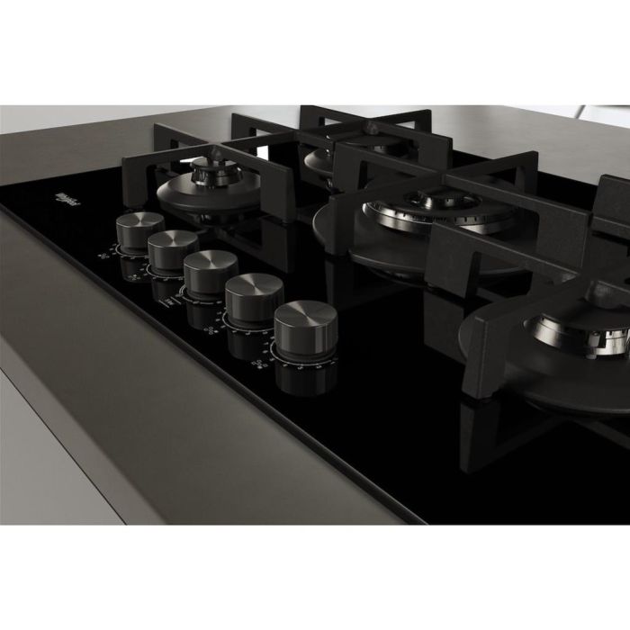 Whirlpool GOWL 758/NB W Collection Hob 5 Burners Gas on Glass 75cm - Black