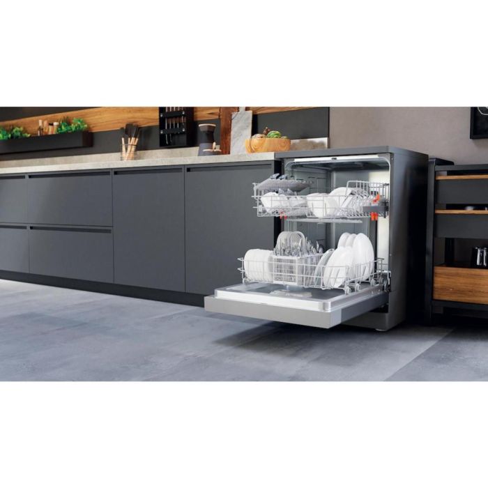 Hotpoint Full Size Freestanding Dishwasher - Inox - 14 Place Settings  - E rated - H2F HL626 X UK