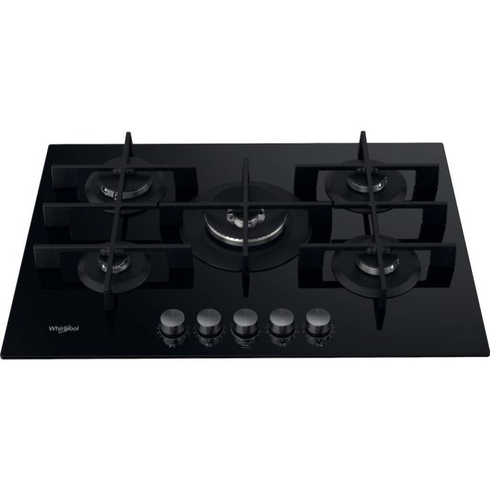 Whirlpool GOWL 758/NB W Collection Hob 5 Burners Gas on Glass 75cm - Black