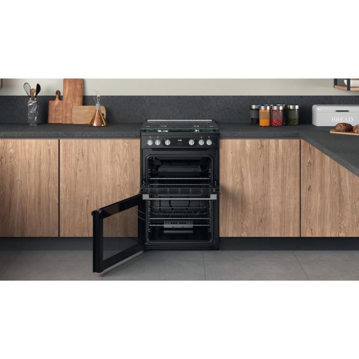 Hotpoint HDM67G0C2CB/UK Double Gas Cooker - Black