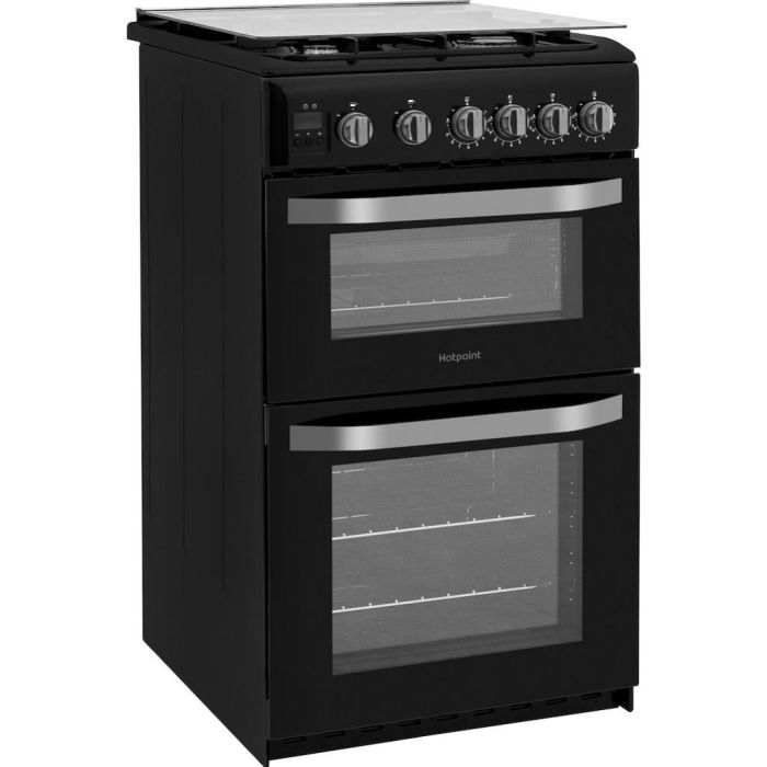 Hotpoint HD5G00CCBK/UK Gas Freestanding 50cm Double Cooker - Black