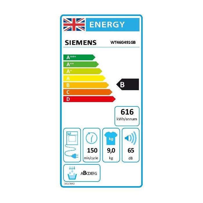 Siemens WT46G491GB, Condenser tumble dryer