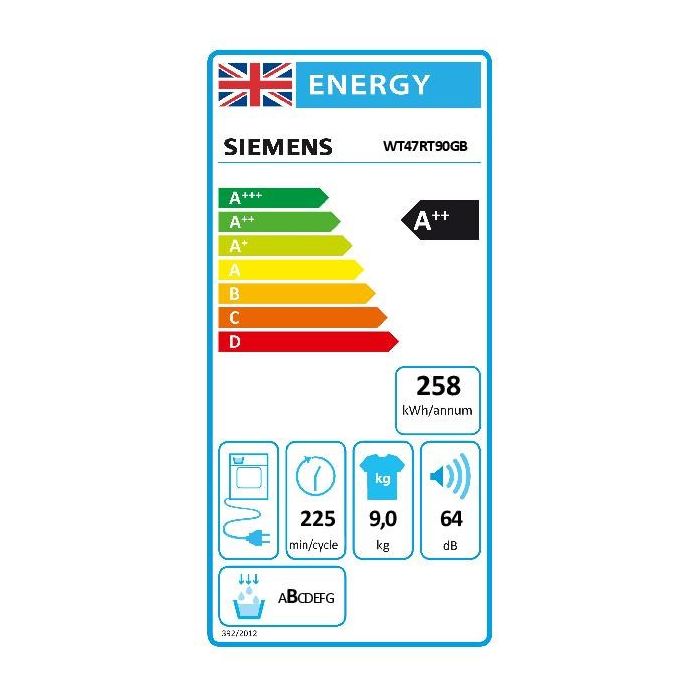 Siemens WT47RT90GB, Heat pump tumble dryer