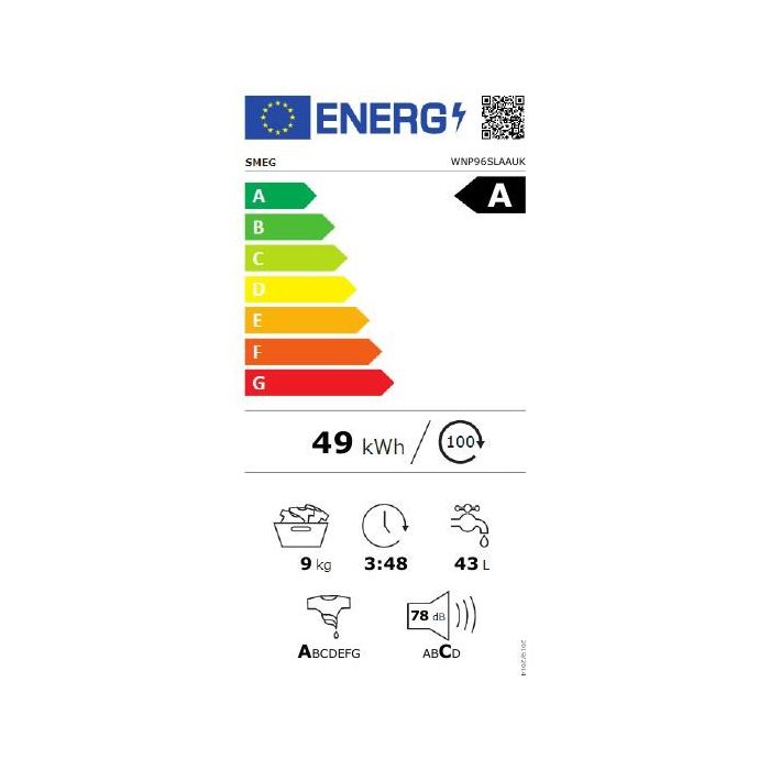 Smeg WNP96SLAAUK 60cm 9kg Freestanding Washing Machine, White