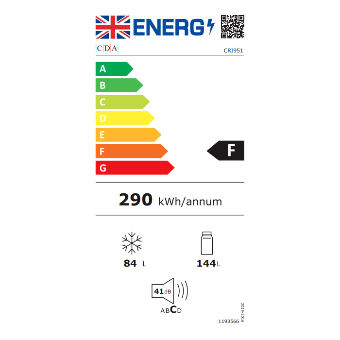 CDA CRI951 Integrated 50/50 Combination Fridge Freezer