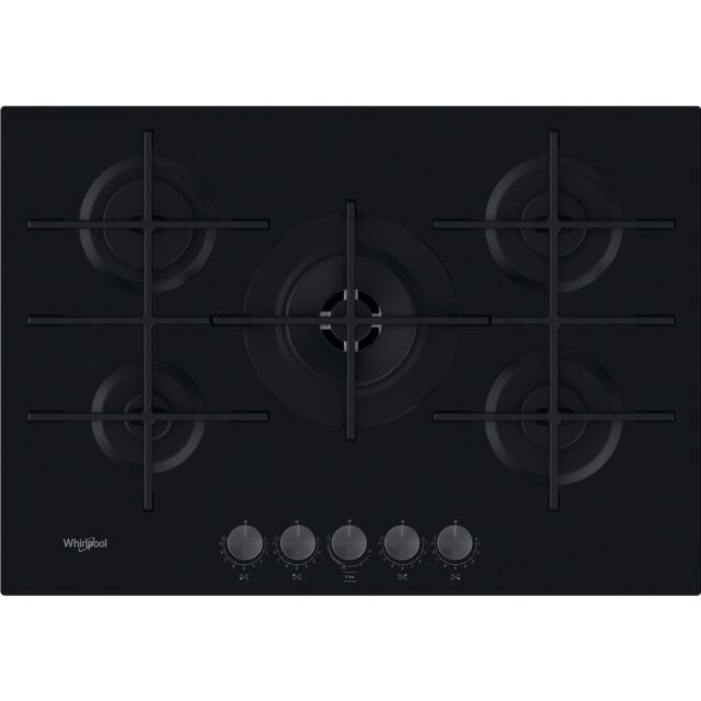 Whirlpool GOWL 758/NB W Collection Hob 5 Burners Gas on Glass 75cm - Black